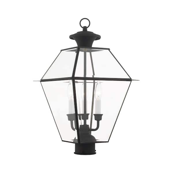 Livex Lighting Westover 3 Light Black Outdoor Post Top Lantern