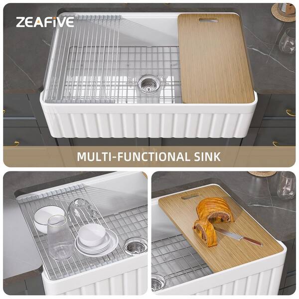 Zeafive 33 in. L x 20 in. W Workstation Kitchen Sink Farmhouse