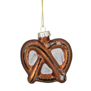 2.75 in. Bronze and White Holiday Collections Salted Pretzel Glass Christmas Ornament