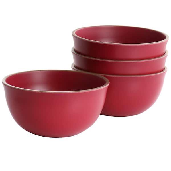 Gibson Home Rockabye 4-Piece Melamine Cereal Bowl Set in Dark Pink