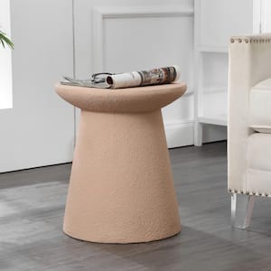 Hollie 18 in. Minimalist Modern Drum Accent Table Pedestal, Pink Frosted