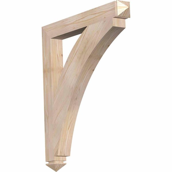 Ekena Millwork 3.5 in. x 36 in. x 32 in. Douglas Fir Thorton Arts and Crafts Smooth Bracket