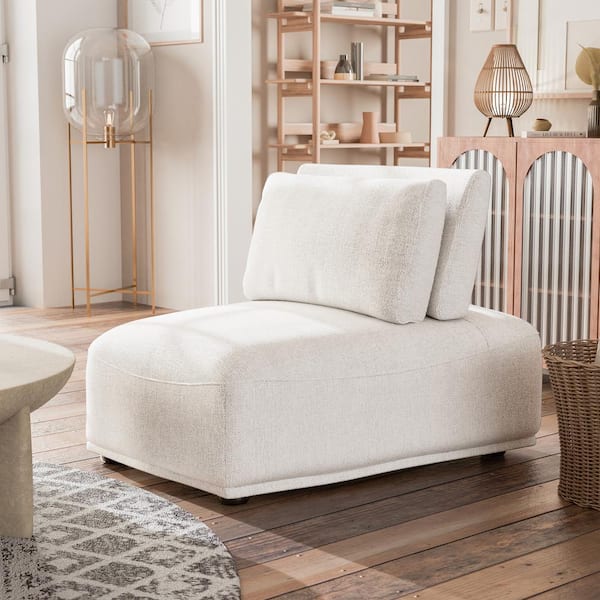 Furniture of America Fairwind 37 in. Armless Chenille Curved Modular Extendable Back Sofa in White
