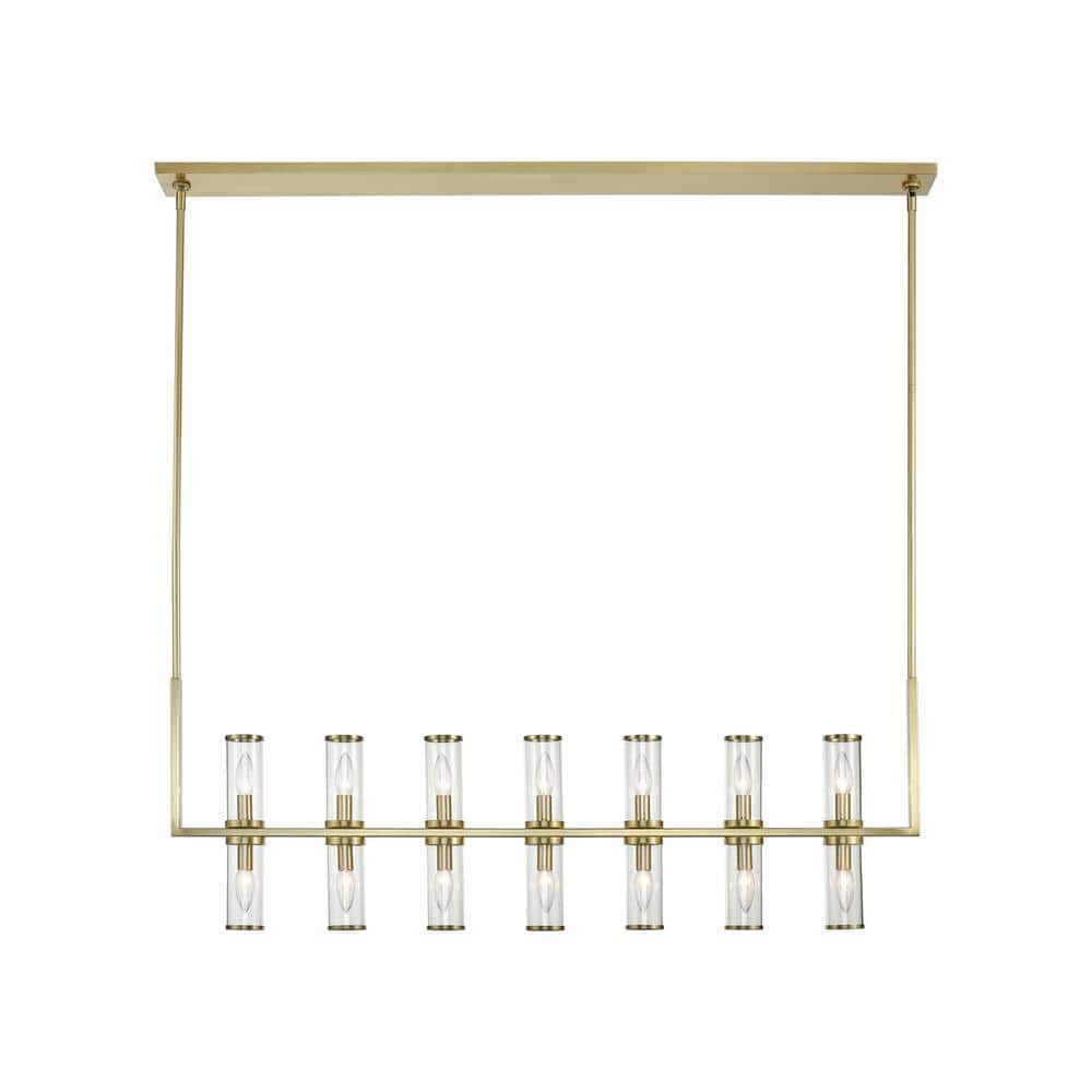 Revolve Elegance 47'' Polished Nickel & Clear Glass Island Pendant
