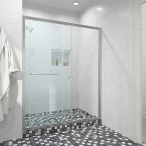 48 in. W x 72 in. H Single Sliding Framed Shower Door/Enclosure in Brushed Nickel with Clear Glass