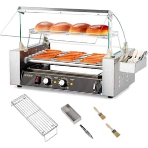 1050-Watt Stainless Steel Hot Dog Maker Indoor Grill 7 Rollers 18 Hot Dog Capacity