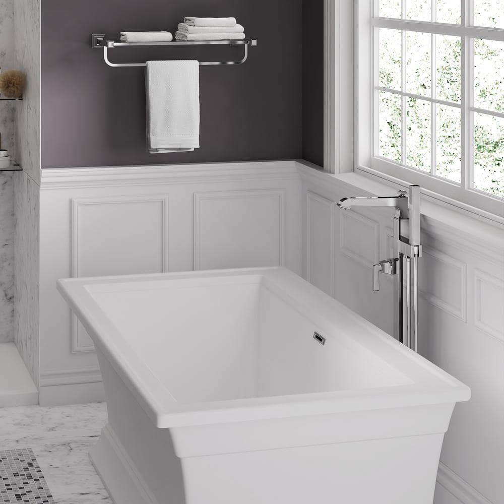 White 36'' Freestanding Acrylic Soaking Bathtub