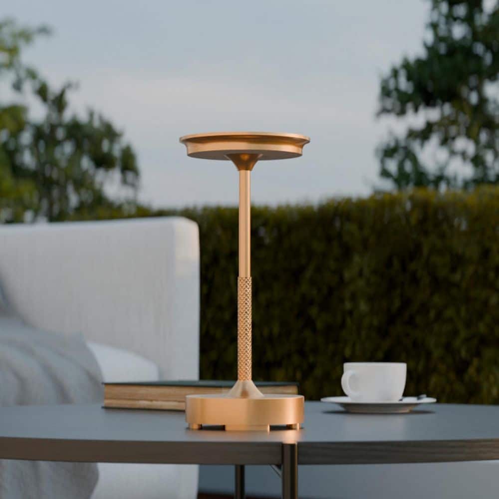 Sierra 10.5 in. 2W Gold Portable LED Integrated Outdoor Table Lamp with Rechargeable Battery, USB-C Cord Included price history on PriceWatchPro