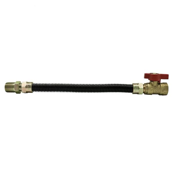 EasyFlex 3/8 in. MIP x 1/2 in. FIP Ball Valve x 24 in. Black Coated Stainless-Steel Gas Connector (1/2 in. O.D.) 85,000 BTU