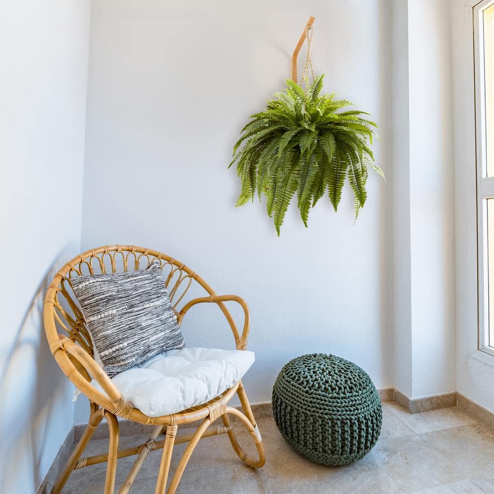 Nearly Natural Green Plastic Fern Hanging Basket