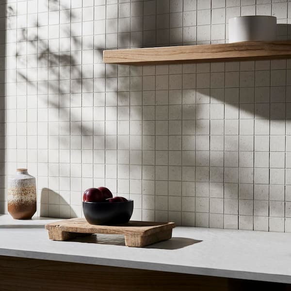 Illume White 11.81 in. x 11.81 in. Limestone Look Matte Porcelain Mosaic Floor and Wall Tile (0.96 sq. ft. / Each)