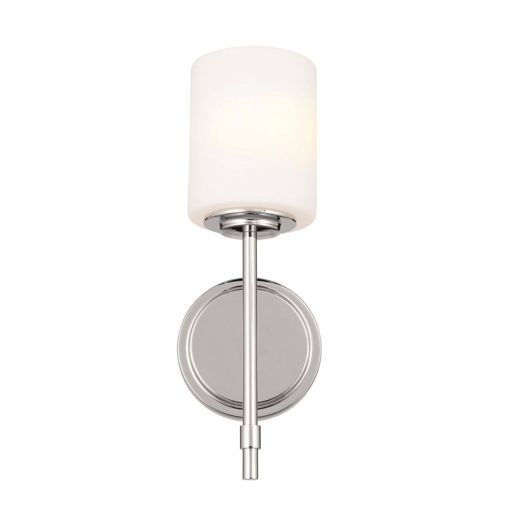 Polished Nickel Cylinder Wall Sconce with Opal Glass Shade