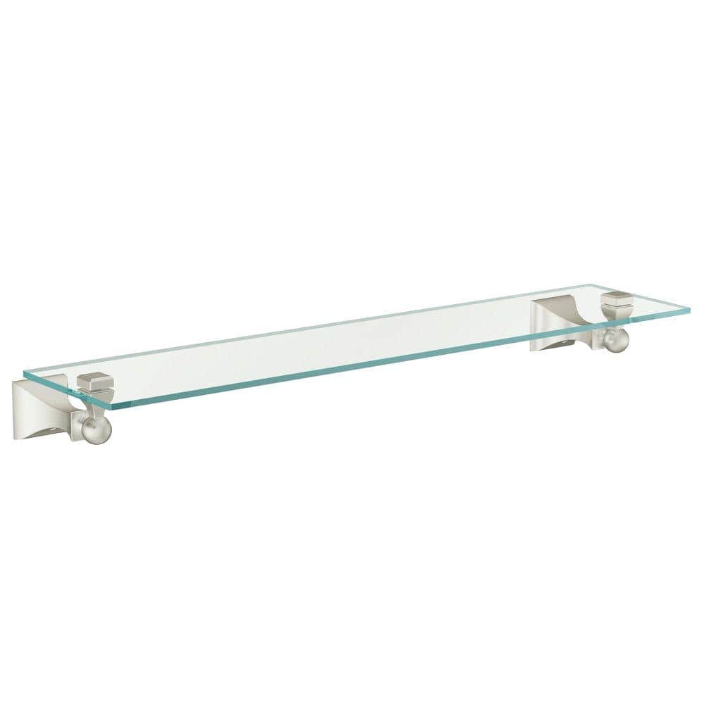 Fresca Ottimo Brushed Nickel 1-Tier Glass Wall Mount Corner Bathroom Shelf  (11.75-in x 1.88-in x 8.25-in) in the Bathroom Shelves department at