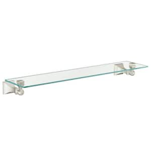 Retreat 5-9/10 in. L x 2-16/25 in. H x 22 in. W Wall-Mount Clear Glass Shelf in Brushed Nickel