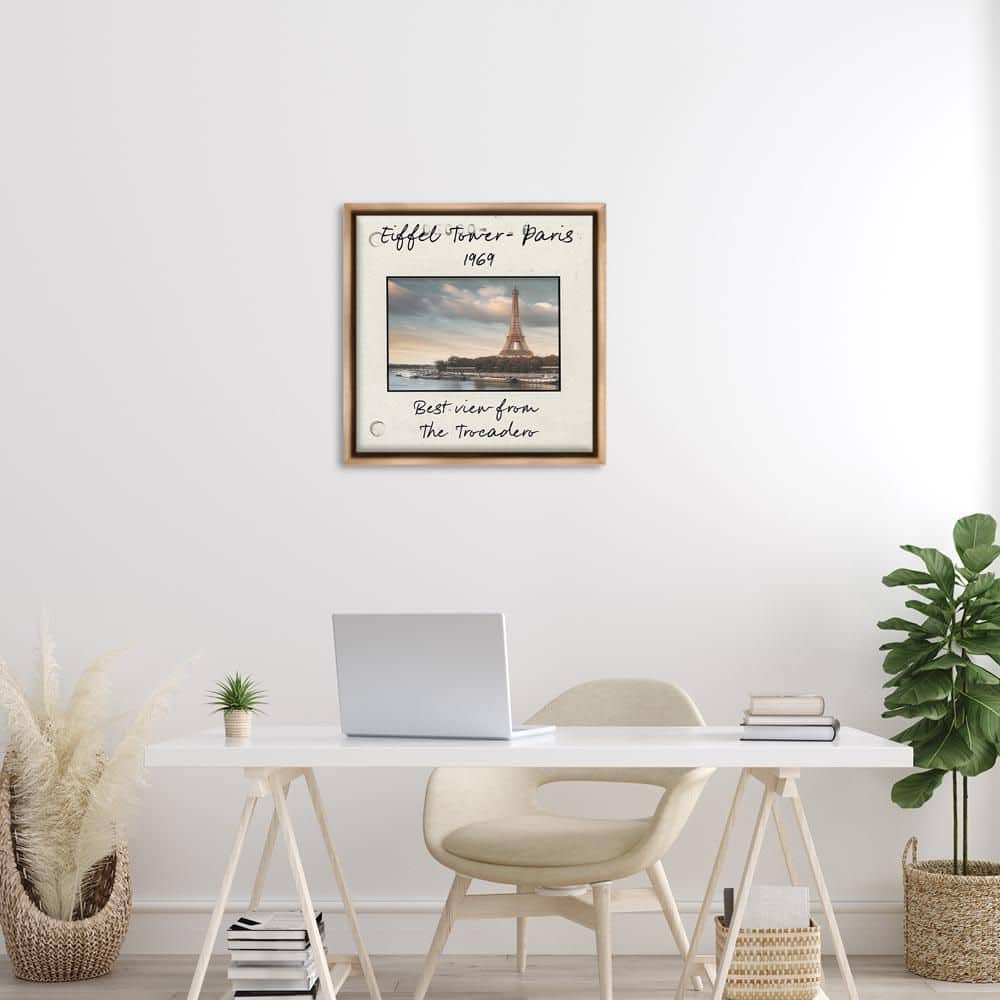 Vintage Travel Eiffel Tower by Danita Delimont Brown Floater Frame Architecture Graphic Art Print 25 in. x 25 in. price history on PriceWatchPro