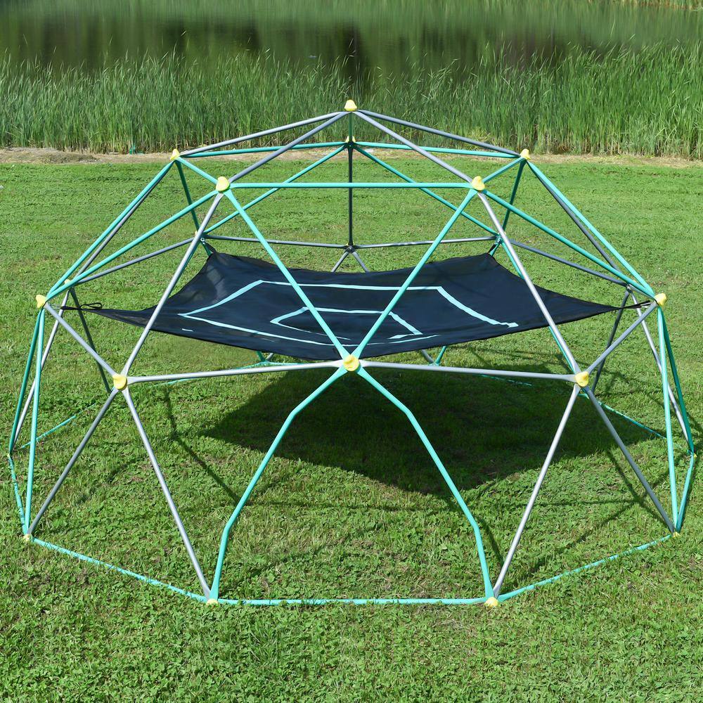12 ft Grey Outdoor Metal Climbing Dome with Hammock