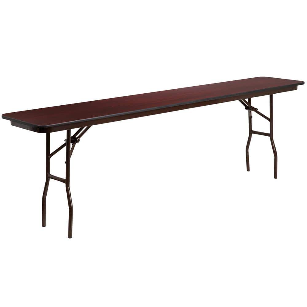 Brown Frankie 8 ft. Mahogany Melamine Laminate Folding Training and Event Table, Wooden Rectangular Training Table price history on PriceWatchPro