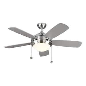 Discus Classic 44 in. Integrated LED Indoor Brushed Steel Ceiling Fan with 3000K Light Kit