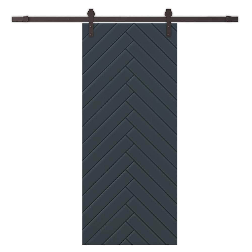 30 in. x 96 in. Charcoal Gray Painted Composite MDF Paneled Interior Sliding Barn Door with Hardware Kit price history on PriceWatchPro