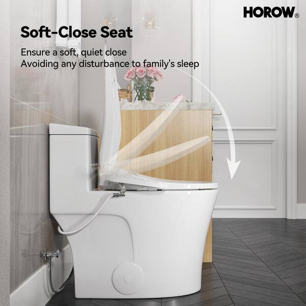 HOROW 1-piece Dual Flush Elongated ADA Toilet with Smart Bidet Seat - Brushed Gold