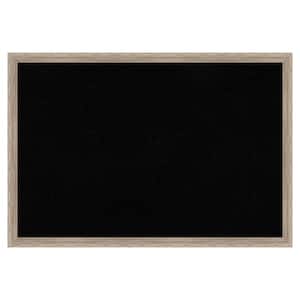 Hardwood Wedge Whitewash Wood Framed Black Corkboard 25 in. x 17 in. Bulletin Board Memo Board