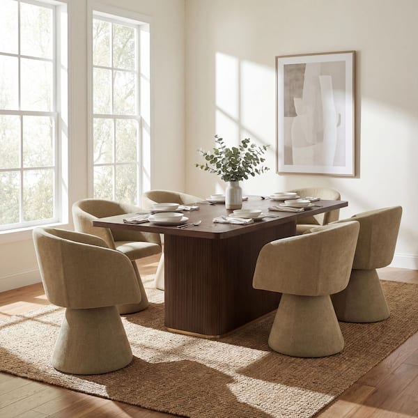 Linon Home Decor Jenny 7-Piece Rectangle Brown Wood Top Dining