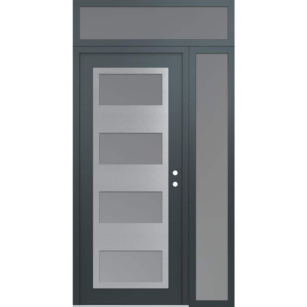 C2 48 in. x 96 in. Silver P Left-Hand/Inswing Frosted Glass Anth/Anth Sidelite Plus Transom Steel Prehung Front Door price history on PriceWatchPro