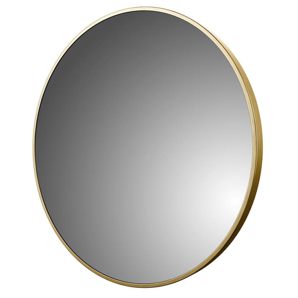 32 in. W x 32 in. H Round Aluminum Framed Wall Bathroom Vanity Mirror ...