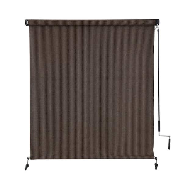 Mocha Cordless 90% UV Blocking Outdoor Shades-Exterior Roller Shade, HDPE Material Fabric, 48 in. W x 72 in. L
