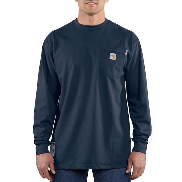 Carhartt Men's Regular 4X-Large Dark Navy FR Force Cotton Long Sleeve T-Shirt