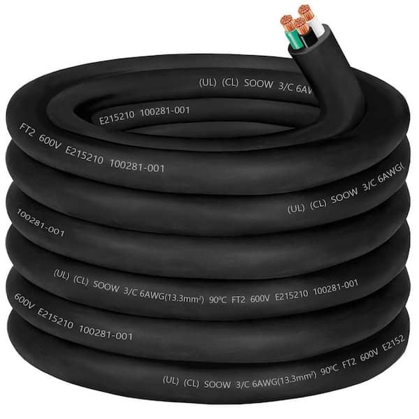 25 ft. 6 Gauge 3 Conductor 600V SOOW Indoor Outdoor Extension Cord