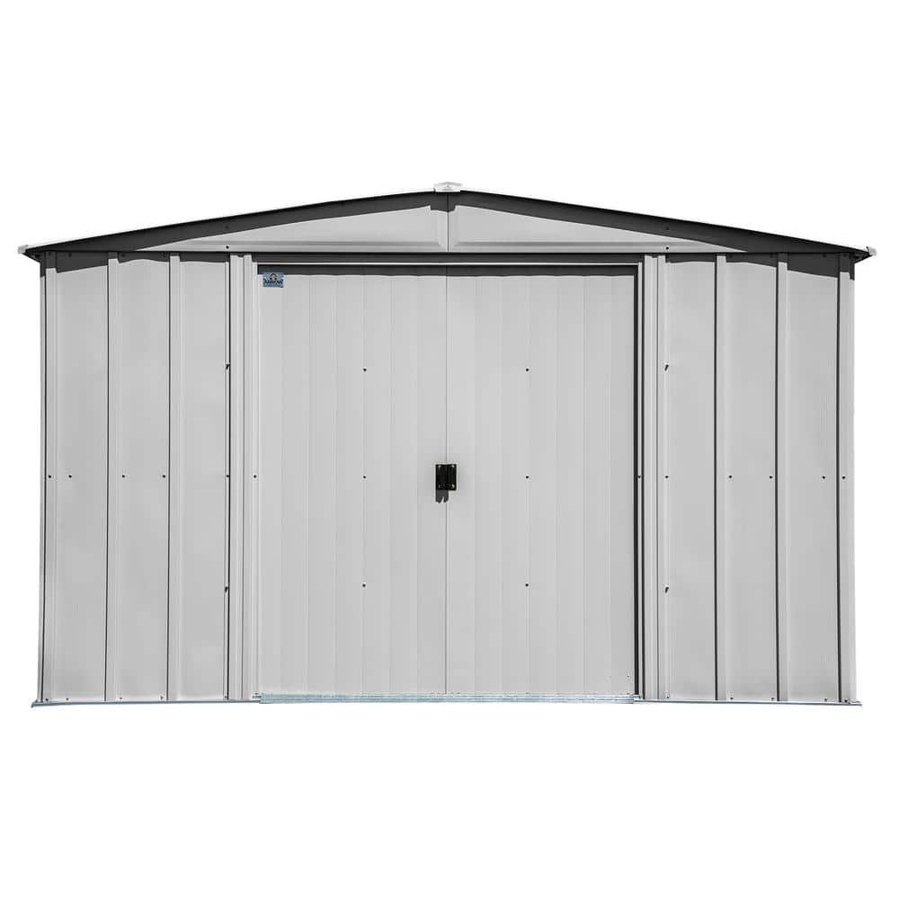 10 ft. x 8 ft. Flute Grey Galvanized Steel Storage Shed
