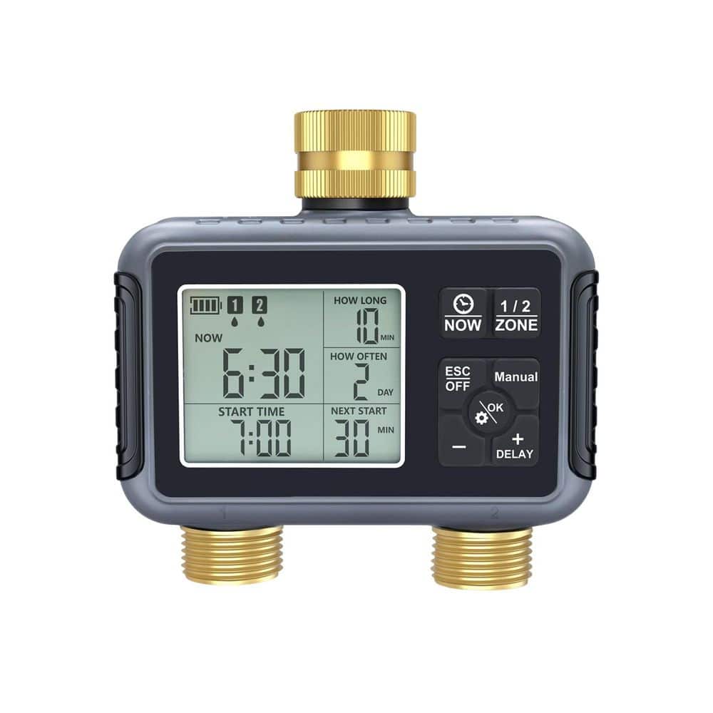 Brass Inlet Outlet Garden Hose Timer 2 Independent Zones Outdoor Sprinkler Irrigation Controller Auto Manual price history on PriceWatchPro
