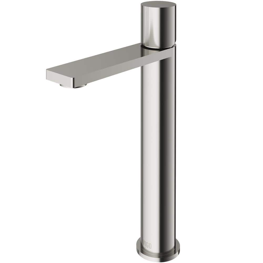 Gotham Sleek Single-Handle Brushed Nickel Vessel Bathroom Faucet