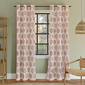 Indra Medallion Floral Multi 63 in. L x 40 in. W Blackout Grommet Curtain Panel