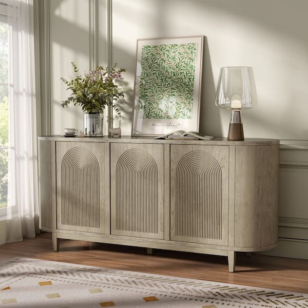 Furniture of America Hairin White Oak Wood 77 in. Buffet Server with 3-Doors
