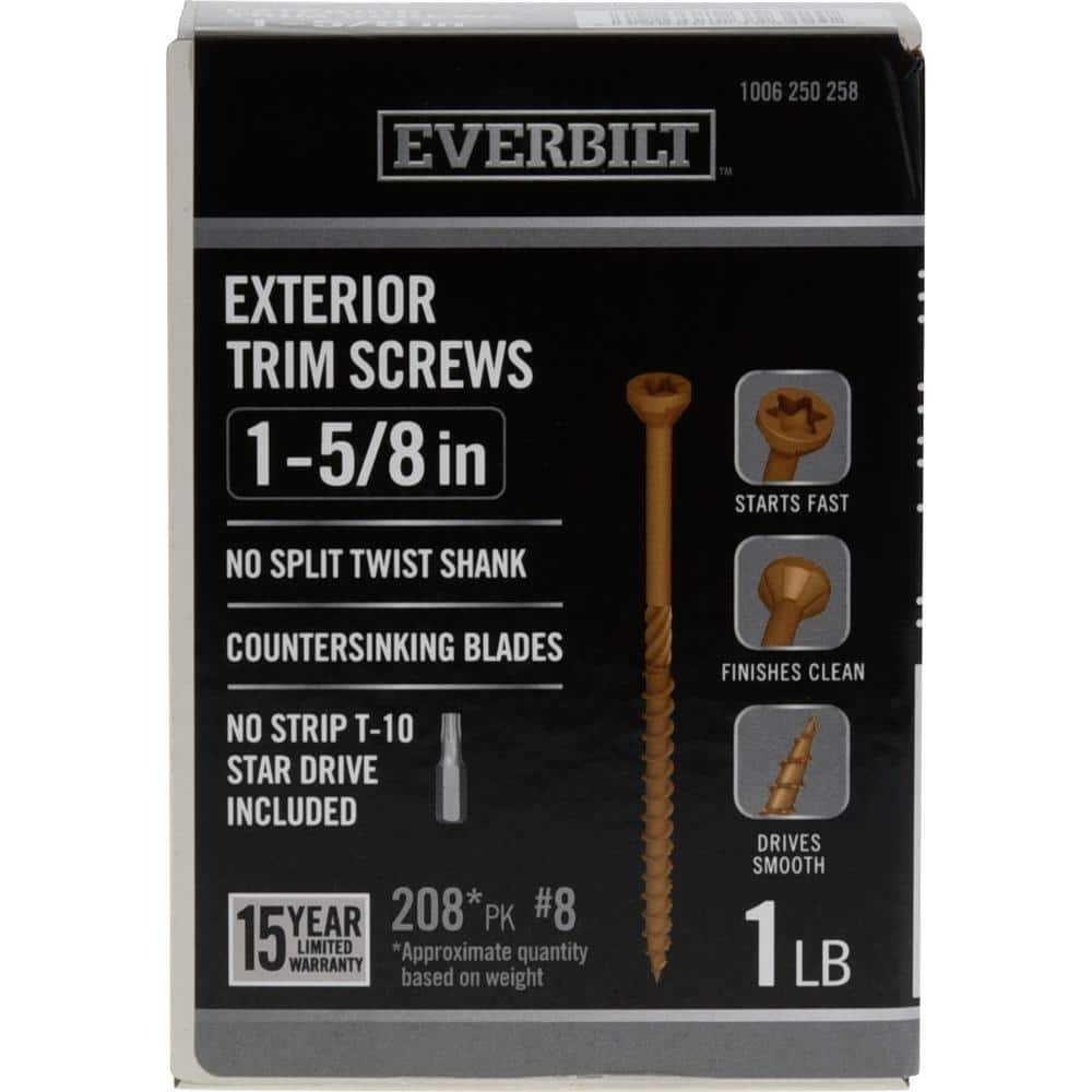 "#8 x 1-5/8 in. Star Drive Trim Head Exterior Wood Screws 1 lb.-Box (208-Piece)" price history on PriceWatchPro