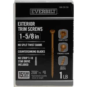 #8 x 1-5/8 in. Star Drive Trim Head Exterior Wood Screws 1 lb.-Box (208-Piece)