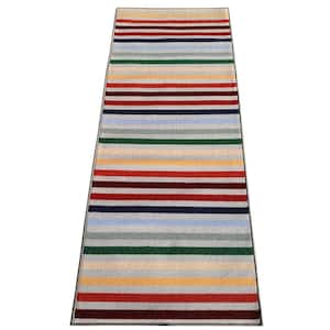 Stripes Multi Color 31 in. Width x Your Choice Length Custom Size Roll Runner Rug/Stair Runner