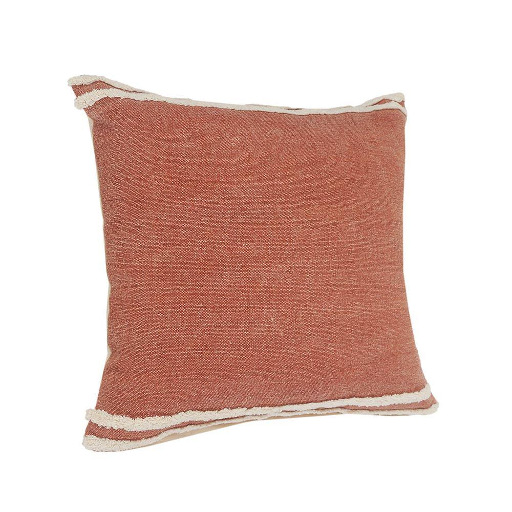 Cinnamon and White Striped Square Throw Pillow, 20" x 20"
