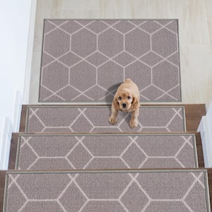 Hexagon Gray 8.5 in. x 26 in. Nylon Stair Tread Cover (1 Piece)