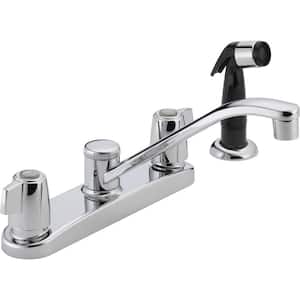 Core Double Handle Standard Kitchen Faucet with Side Sprayer in Chrome