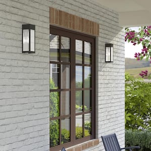 Lyncrest 15 in. 1-Light Black Outdoor Hardwired Wall Lantern Sconce with No Bulbs Included