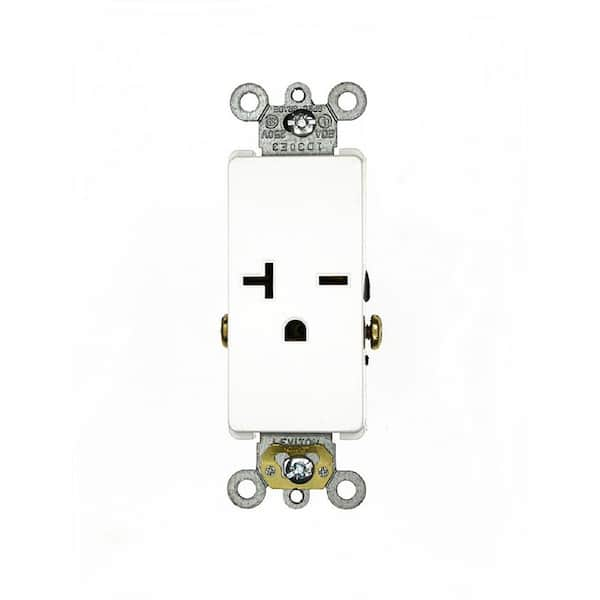 20 Amp Commercial Grade Double-Pole Single Outlet, White