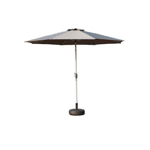 9 ft. Aluminum Outdoor Market Umbrella in Dark Gray for Garden, Deck, Poolside