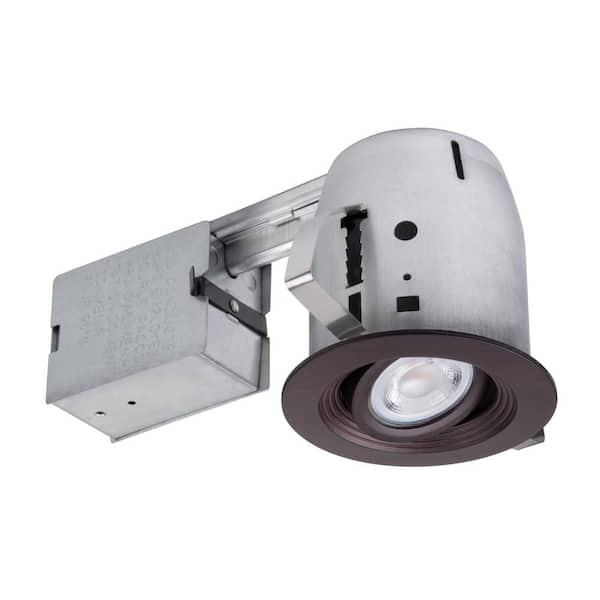 Globe Electric 4 in. Oxide Bronze Ridged Baffle Die Cast Swivel Spotlight Recessed Lighting Kit