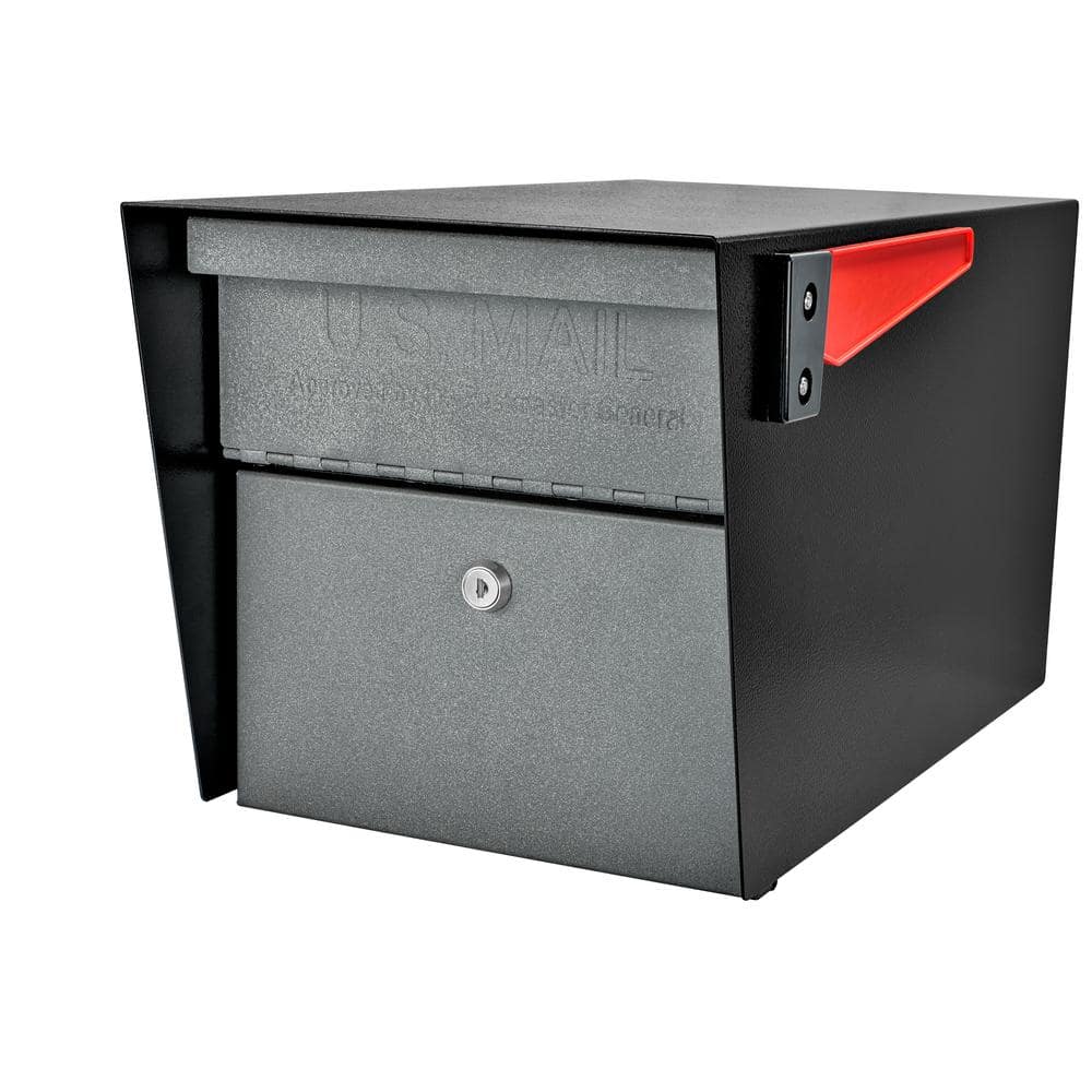 Extra Large Black and Granite Locking Post Mount Mailbox