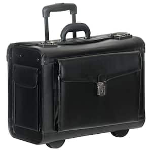 Business Collection Black Simulated Leather Wheeled Catalog Case with Flap Pockets 19 in. W x 9 in. D x 15 in. H
