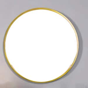 28 in. W x 1.10 in. H Round Aluminum Alloy Frame Gold Mirror