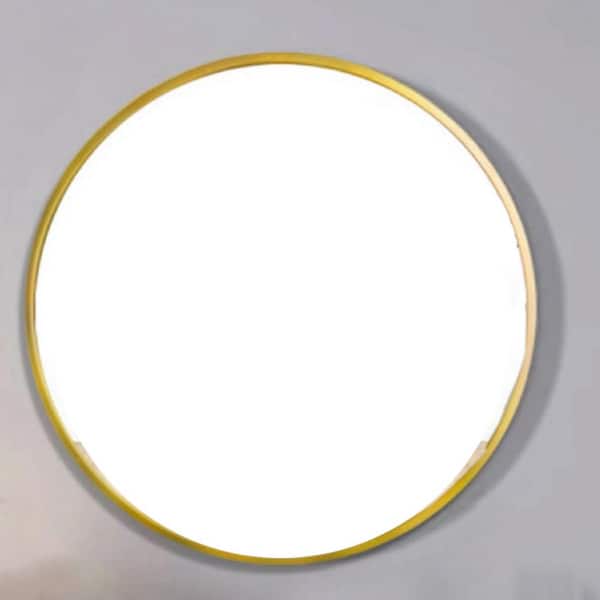 Unbranded 28 in. W x 1.10 in. H Round Aluminum Alloy Frame Gold Mirror